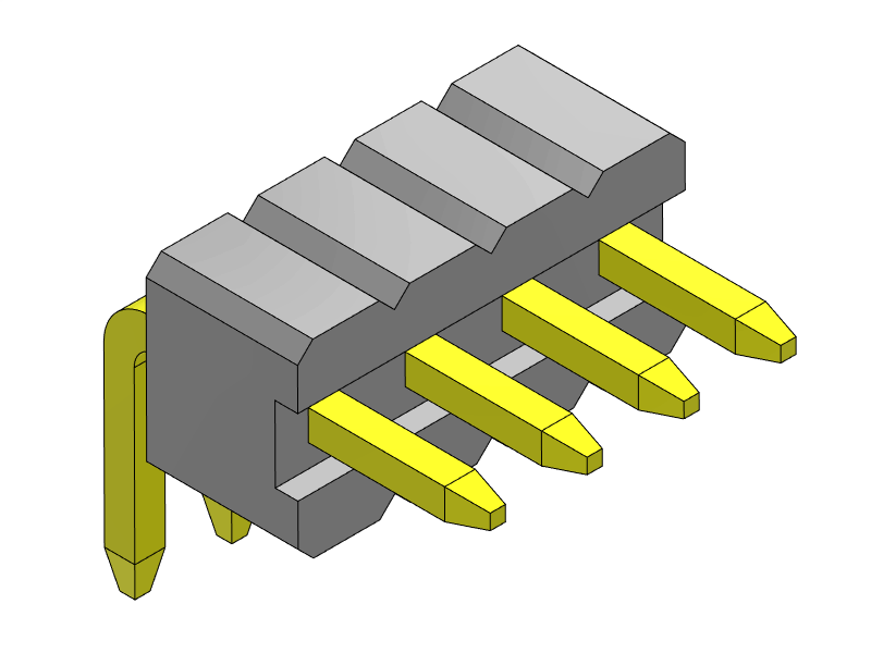 pitch 1.27mm pin header single row r/a type connector