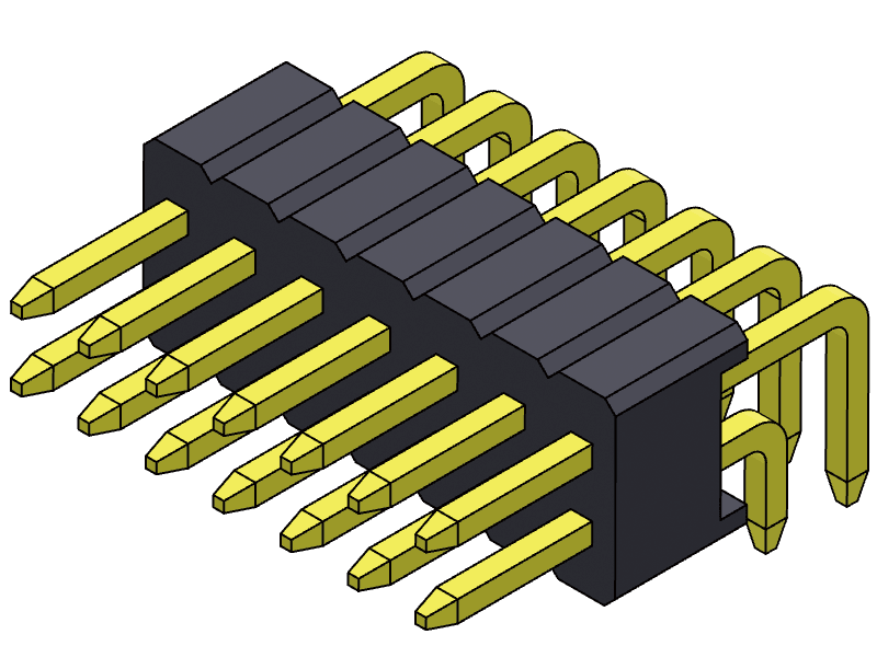 pitch 1.27mm pin header dual row r/a type connector