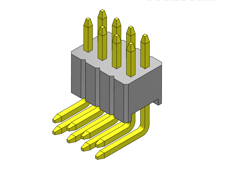 pitch 1.27mm pin header dual row r/a type connector