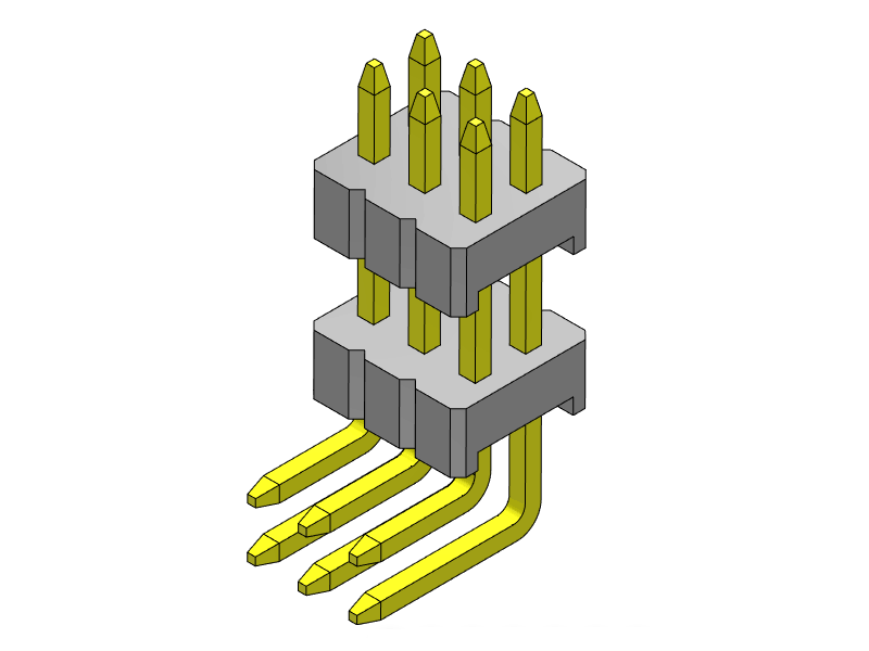 pitch 1.27mm pin header dual row r/a type connector