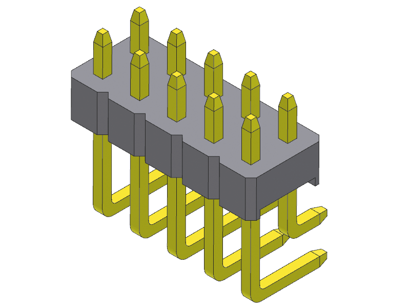 pitch 2.00mm pin header dual row r/a type connector