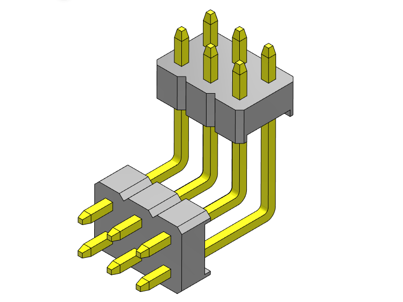 pitch 2.00mm pin header dual row r/a type connector