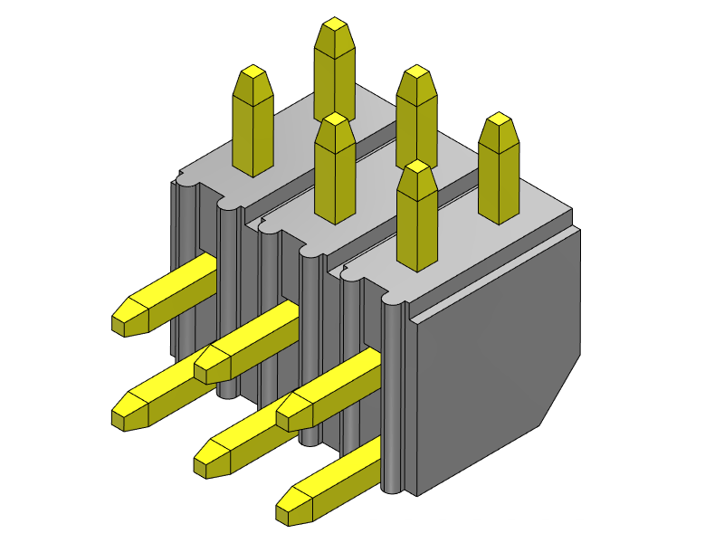 pitch 2.00mm pin header dual row r/a type connector