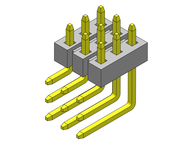 pitch 2.00mm pin header triple row r/a type connector