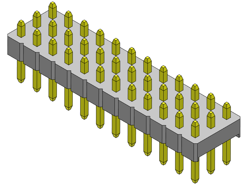 pitch 2.54mm pin header triple row dip type connector