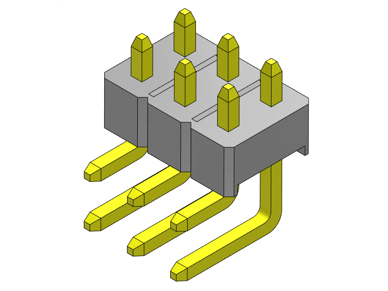 pitch 2.54mm pin header dual row r/a type connector