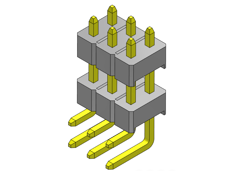 pitch 2.54mm pin header dual row r/a type connector