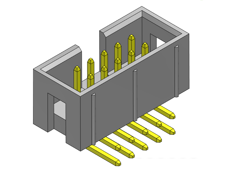 pitch 2.54mm pin header dual row r/a type connector