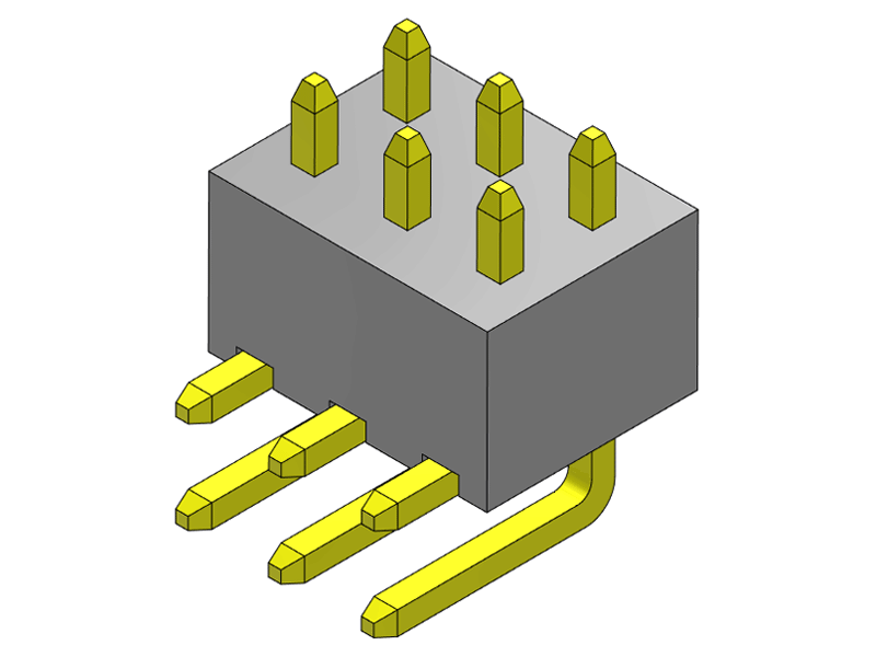 pitch 2.54mm pin header dual row r/a type connector