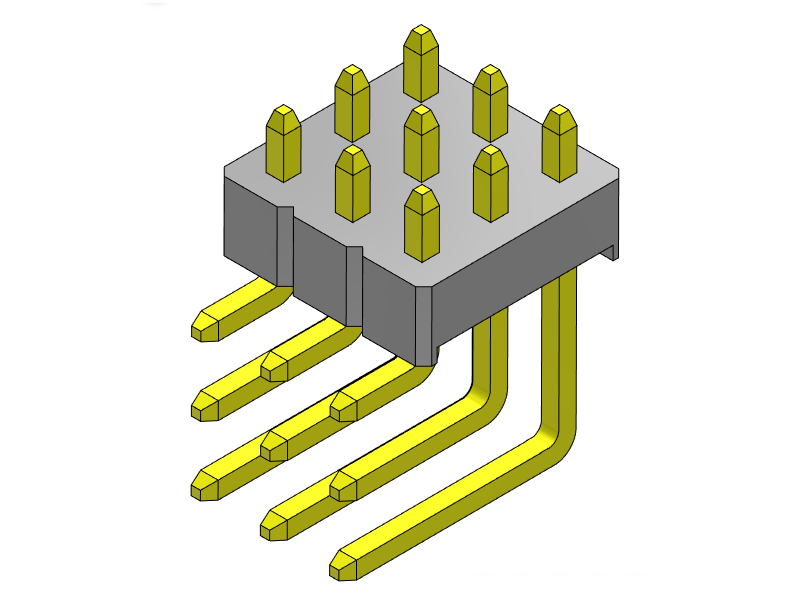 pitch 2.54mm pin header triple row r/a type connector