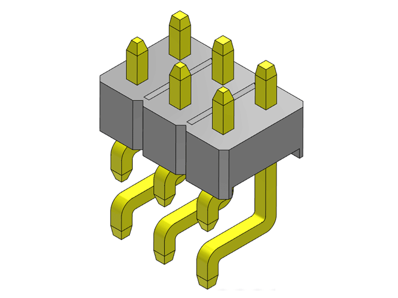 pitch 2.54mm pin header dual row smt r/a type connector