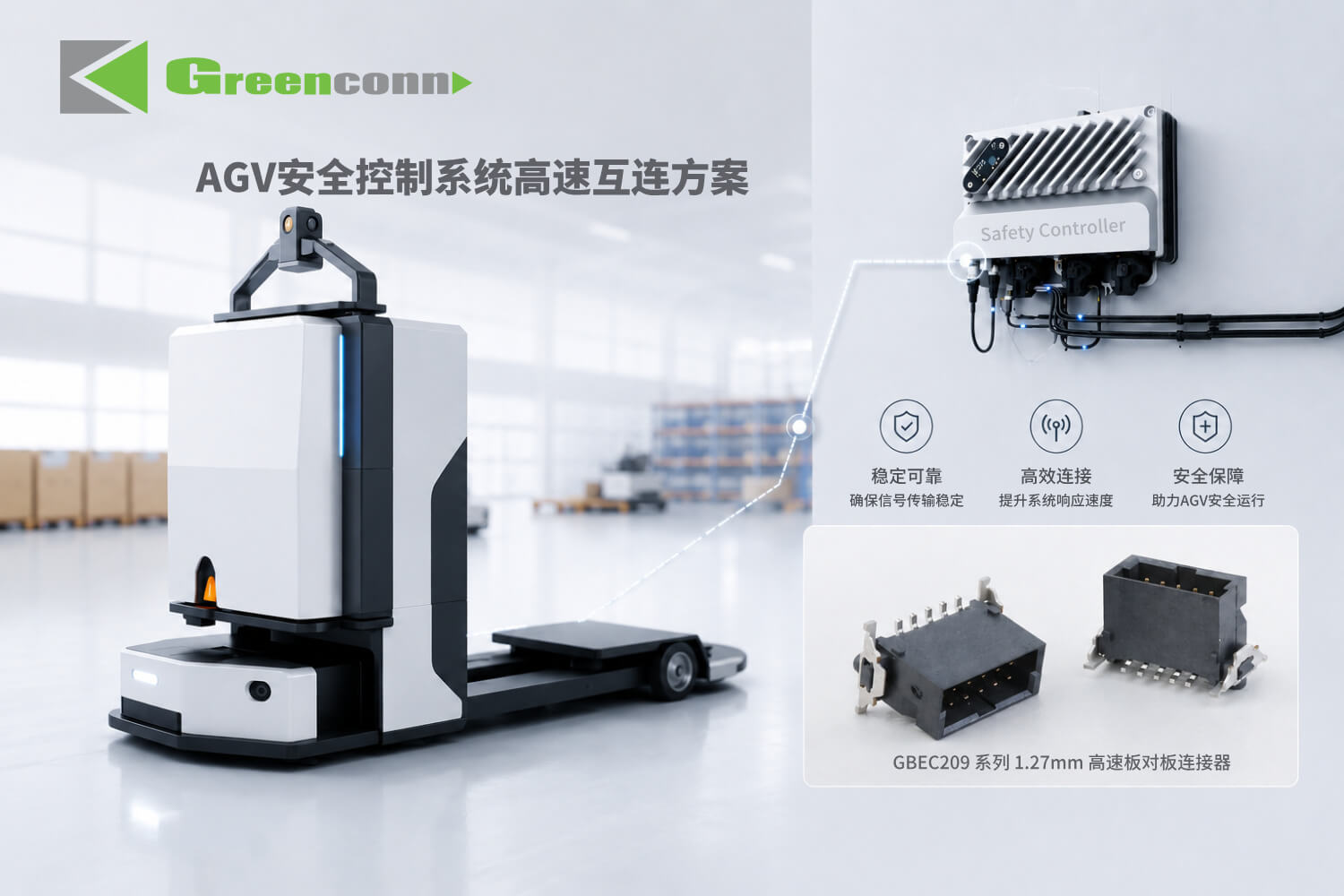 GBEC209系列為AGV安全控制系統提供穩定高速的板對板互連支援