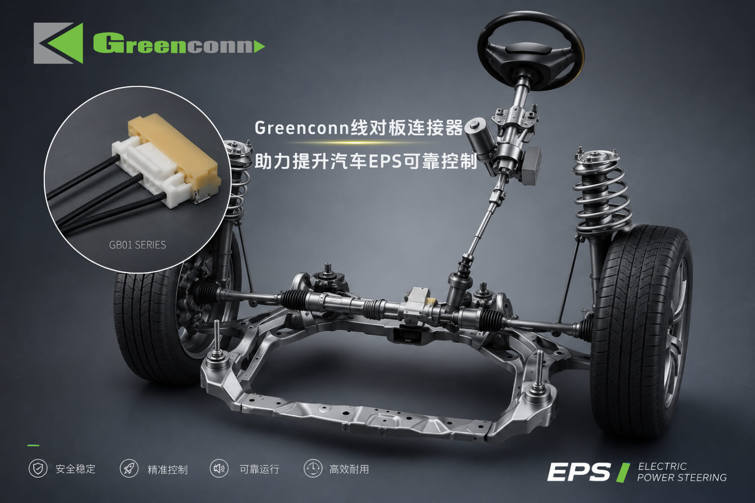 Greenconn GB01系列连接器适用于汽车EPS控制模块中的紧凑型互连需求