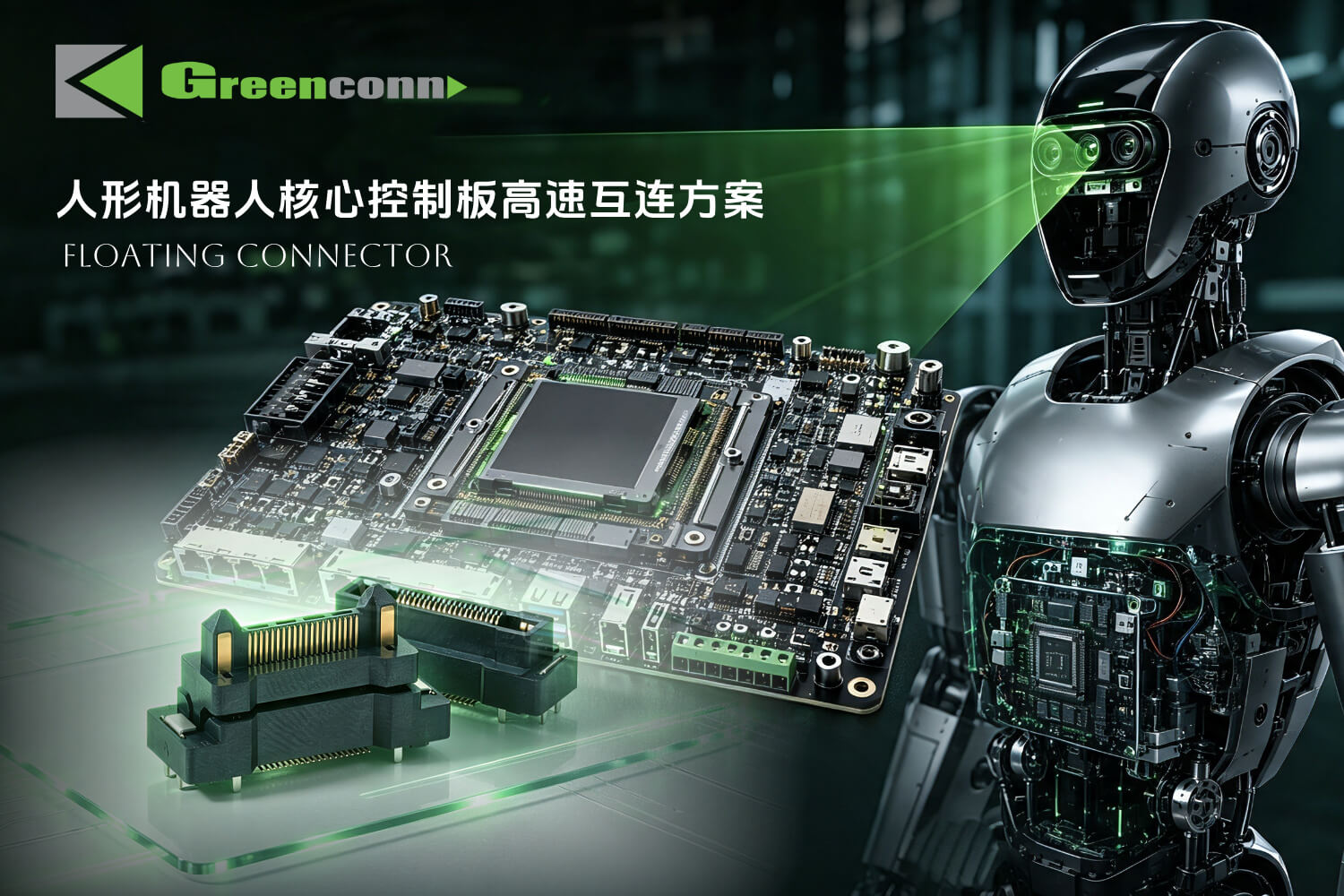 人形机器人核心控制板高速互连方案|采用Greenconn GC01系列浮动连接器