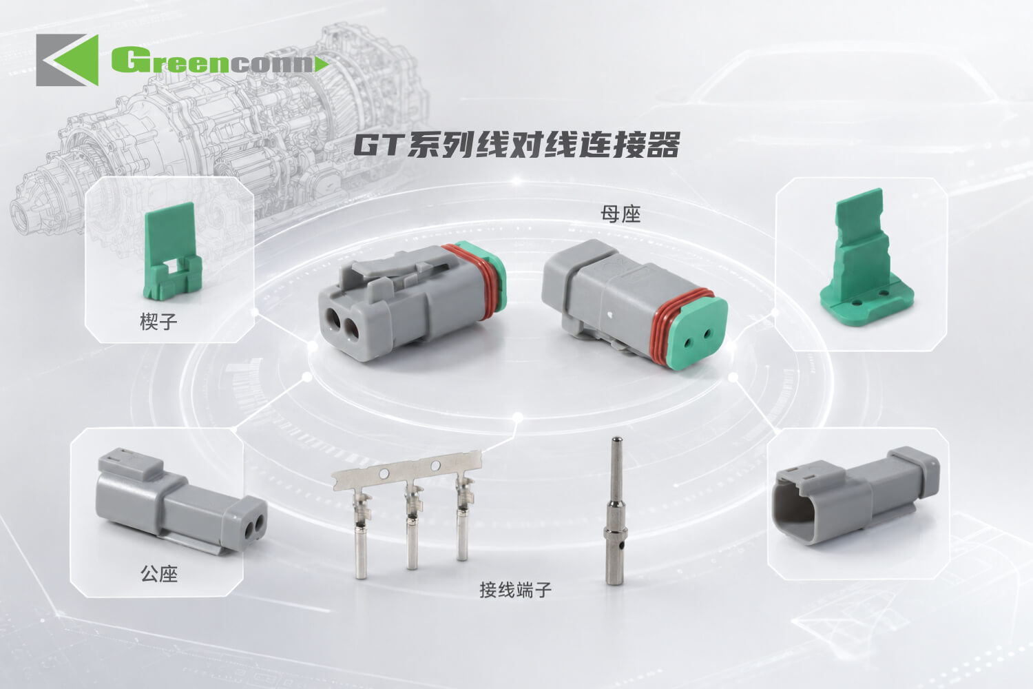 Grreenconn GT系列线对线连接器组件示意图